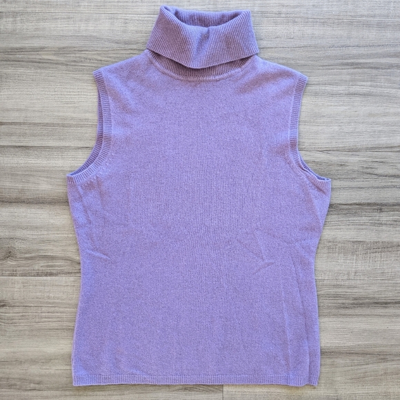 Vintage Sweaters - SOLD Vintage 100% cashmere sleeveless turtleneck